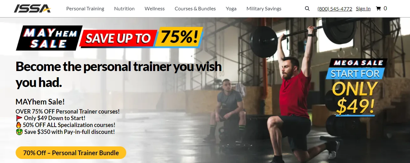 ISSA Online, a personal training program website