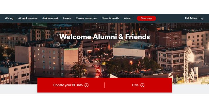 Boston University Alumni & Friends website