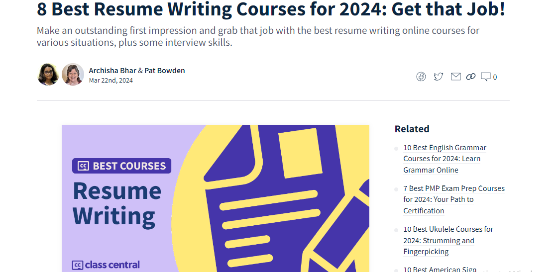 Class Central, an online course review site