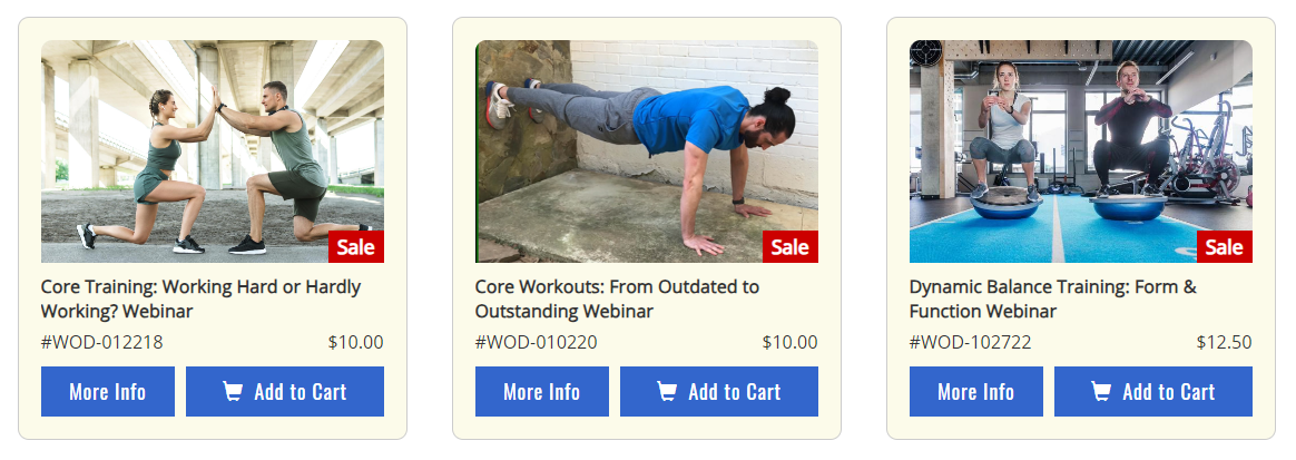 Webinars & Live Sessions example of the fitness experts