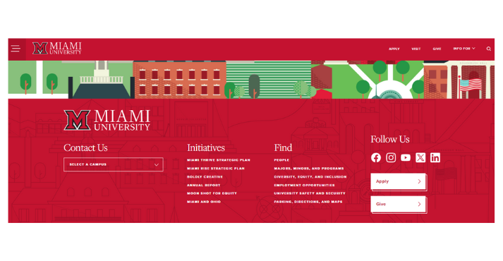 Miami University has integrated social media icons