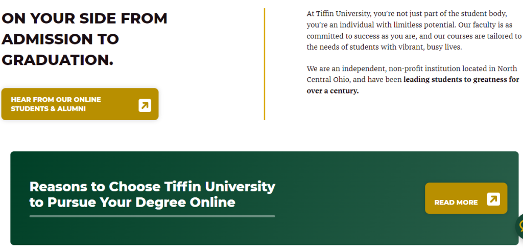 Tiffin University has a clean design