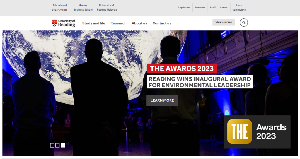 University of Reading's, website design