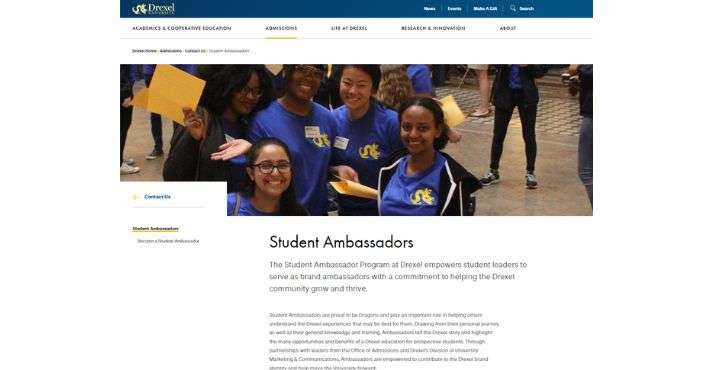 college student ambassador program real life example