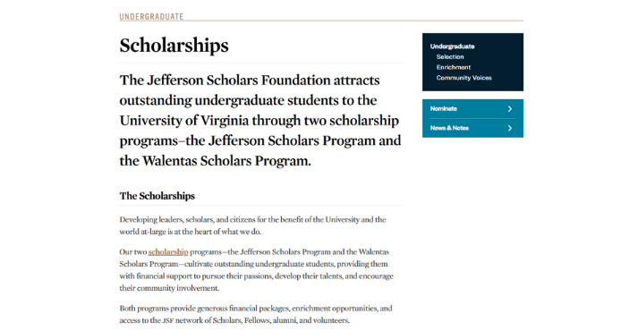 example of scholarships for attracting students