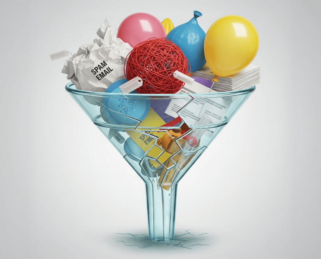 A graphic showing a student enrollment funnel with a bottleneck in the middle to represent "decision friction," highlighting the key psychological barriers that prevent potential students from converting.